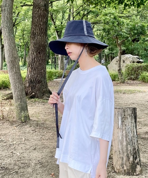 ORIENT MILLINERY(オリエント ミリナリー)の「RUFF【ルフ】リネン100% UVプロテクト サンシェードハット UPF50+(ハット・レディース・キナリ/ネイビー・FREE)」の20枚目の写真