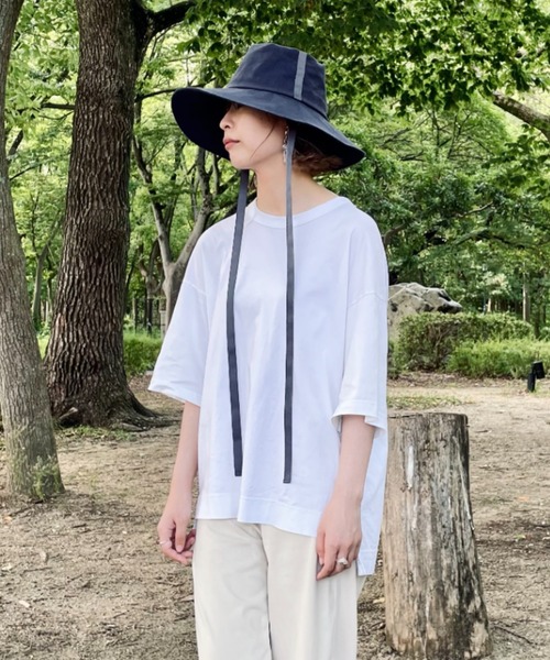 ORIENT MILLINERY(オリエント ミリナリー)の「RUFF【ルフ】リネン100% UVプロテクト サンシェードハット UPF50+(ハット・レディース・キナリ/ネイビー・FREE)」の19枚目の写真