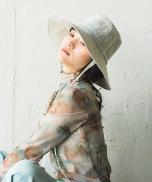 ORIENT MILLINERY(オリエント ミリナリー)の「RUFF【ルフ】リネン100% UVプロテクト サンシェードハット UPF50+(ハット・レディース・キナリ/ネイビー・FREE)」の6枚目の写真
