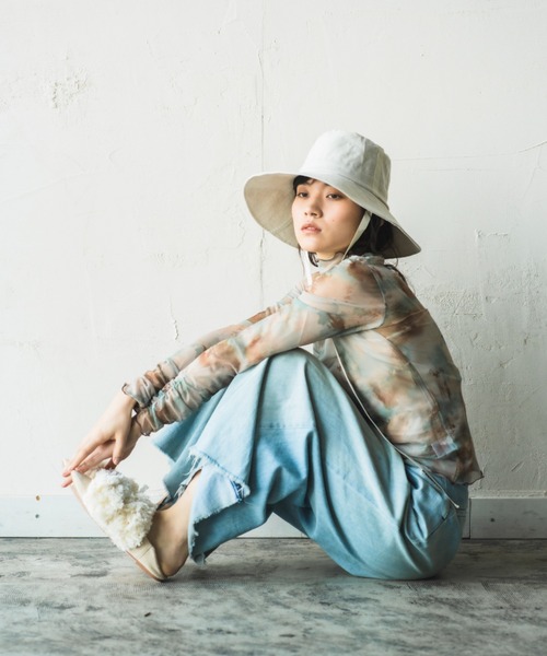 ORIENT MILLINERY(オリエント ミリナリー)の「RUFF【ルフ】リネン100% UVプロテクト サンシェードハット UPF50+(ハット・レディース・キナリ/ネイビー・FREE)」の5枚目の写真