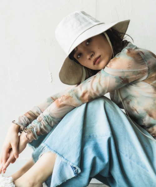 ORIENT MILLINERY(オリエント ミリナリー)の「RUFF【ルフ】リネン100% UVプロテクト サンシェードハット UPF50+(ハット・レディース・キナリ/ネイビー・FREE)」の7枚目の写真
