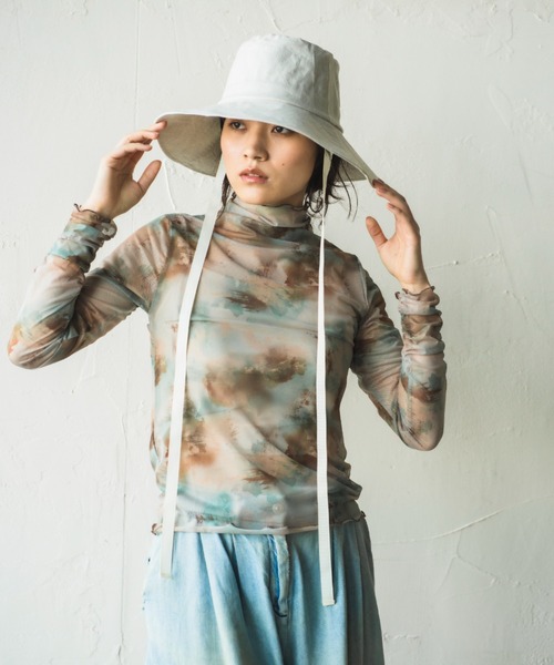 ORIENT MILLINERY(オリエント ミリナリー)の「RUFF【ルフ】リネン100% UVプロテクト サンシェードハット UPF50+(ハット・レディース・キナリ/ネイビー・FREE)」の8枚目の写真