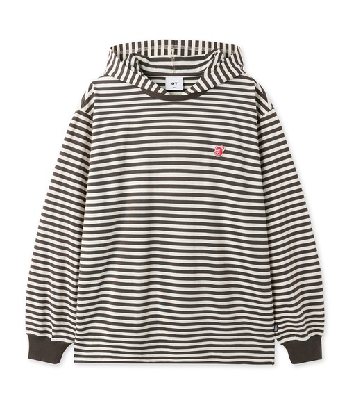 tシャツ 「OY/オーワイ」 PATCH STRIPE HOODED L/S TEE/パッチストライプフード長袖カットソー レディース メンズ OY/オーワイ』 PATCH STRIPE HOODED L/S TEE/パッチストライプ