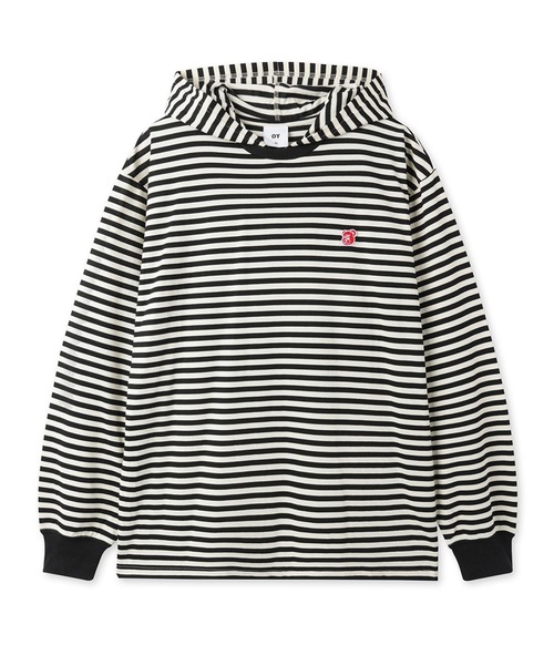 tシャツ 「OY/オーワイ」 PATCH STRIPE HOODED L/S TEE/パッチストライプフード長袖カットソー レディース メンズ OY/オーワイ』 PATCH STRIPE HOODED L/S TEE/パッチストライプ