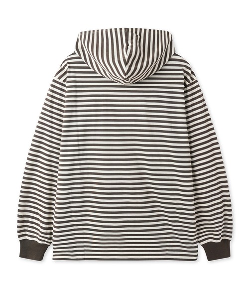 OY(オーワイ)の「『OY/オーワイ』 PATCH STRIPE HOODED L/S TEE/パッチストライプフード長袖カットソー(Tシャツ/カットソー・レディース・ブラック/ブラウン・XL/M)」の11枚目の写真