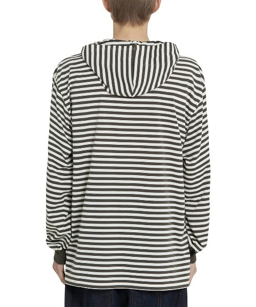 OY(オーワイ)の「『OY/オーワイ』 PATCH STRIPE HOODED L/S TEE/パッチストライプフード長袖カットソー(Tシャツ/カットソー・レディース・ブラック/ブラウン・XL/M)」の8枚目の写真