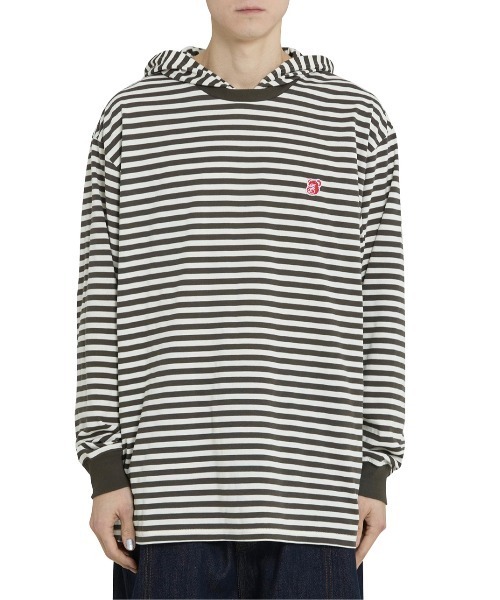OY(オーワイ)の「『OY/オーワイ』 PATCH STRIPE HOODED L/S TEE/パッチストライプフード長袖カットソー(Tシャツ/カットソー・レディース・ブラック/ブラウン・XL/M)」の15枚目の写真