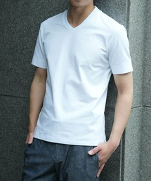 【ACTIVE TAILOR/アクティブテイラー】シルケットスムースVネックTシャツ<接触冷感 / UVカット>