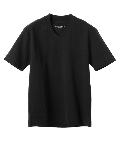 MEN'S BIGI(メンズビギ)の「【ACTIVE TAILOR/アクティブテイラー】シルケット加工VネックTシャツ<接触冷感><UVカット>(Tシャツ/カットソー・メンズ・ネイビー/ブラウン/ホワイト/グレー/ブラック・01/04/03/02)」の1枚目の写真