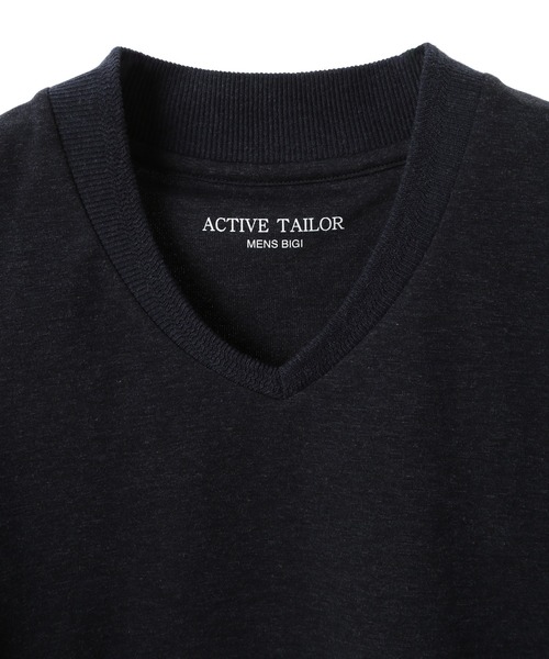 MEN'S BIGI(メンズビギ)の「【ACTIVE TAILOR/アクティブテイラー】シルケット加工VネックTシャツ<接触冷感><UVカット>(Tシャツ/カットソー・メンズ・ネイビー/ブラウン/ホワイト/グレー/ブラック・01/04/03/02)」の6枚目の写真