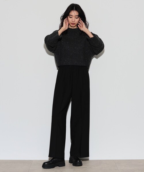 GALLEST（ギャレスト）の「◆イージーストレートワイドパンツ【裏地付き】（その他パンツ・レディース・ブラック/ブラウン系・34/36/38/40）」の4枚目の写真