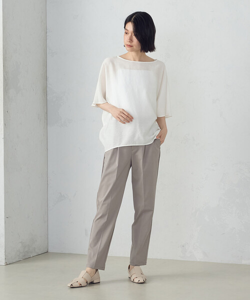 COMME CA MODELS（コムサモデルズ）の「【美しいベーシックパンツ】ストレッチテーパードパンツ（その他パンツ・レディース・ライトグレー/ベージュ/ミント/ブラック/ブラウン/カーキ/グレイッシュベージュ・X-LARGE/LARGE/MEDIUM/SMALL/X-SMALL）」の22枚目の写真