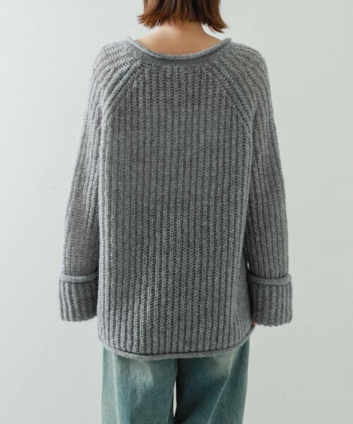 SENSE OF PLACE by URBAN RESEARCH（センスオブプレイスバイアーバンリサーチ）の「モヘアライクVネックルーズセーター（ニット/セーター・レディース・グレー/ミント/イエロー・ONE）」の4枚目の写真