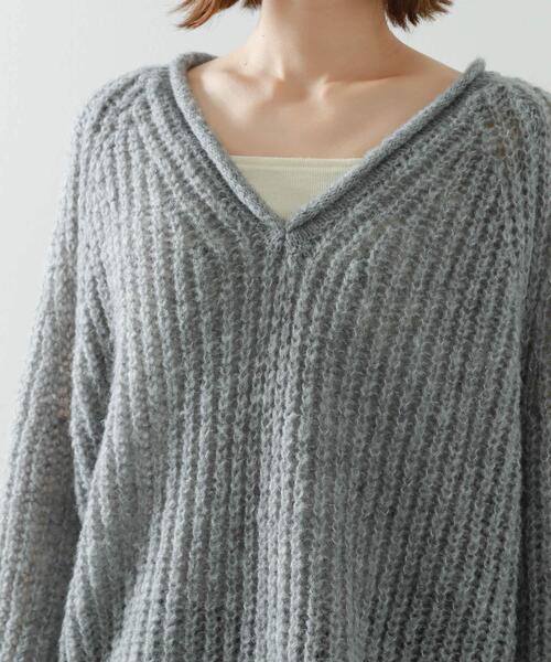 SENSE OF PLACE by URBAN RESEARCH（センスオブプレイスバイアーバンリサーチ）の「モヘアライクVネックルーズセーター（ニット/セーター・レディース・グレー/ミント/イエロー・ONE）」の5枚目の写真