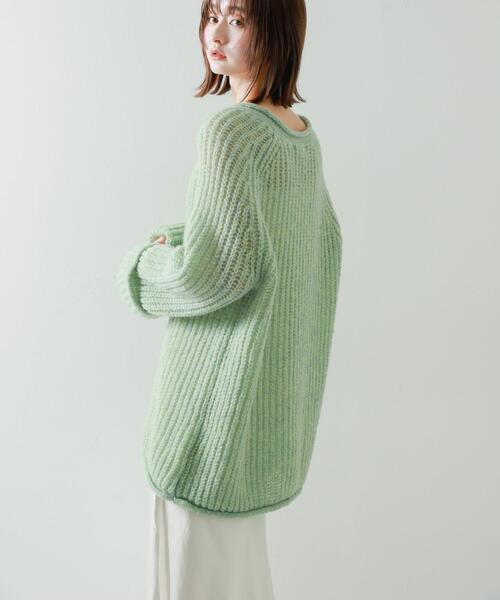 SENSE OF PLACE by URBAN RESEARCH（センスオブプレイスバイアーバンリサーチ）の「モヘアライクVネックルーズセーター（ニット/セーター・レディース・グレー/ミント/イエロー・ONE）」の11枚目の写真