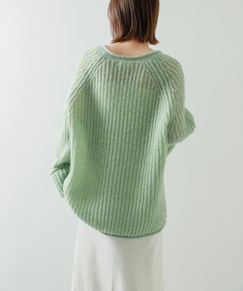 SENSE OF PLACE by URBAN RESEARCH（センスオブプレイスバイアーバンリサーチ）の「モヘアライクVネックルーズセーター（ニット/セーター・レディース・グレー/ミント/イエロー・ONE）」の12枚目の写真