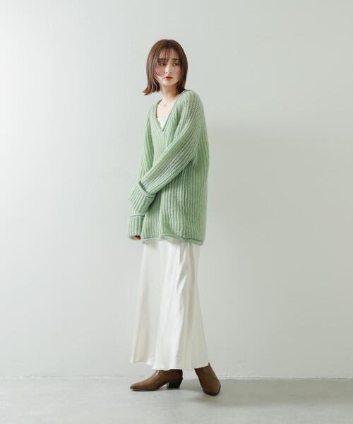 SENSE OF PLACE by URBAN RESEARCH（センスオブプレイスバイアーバンリサーチ）の「モヘアライクVネックルーズセーター（ニット/セーター・レディース・グレー/ミント/イエロー・ONE）」の13枚目の写真