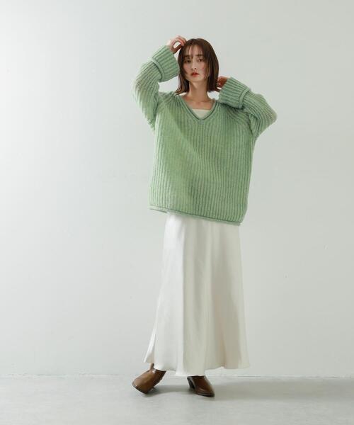 SENSE OF PLACE by URBAN RESEARCH（センスオブプレイスバイアーバンリサーチ）の「モヘアライクVネックルーズセーター（ニット/セーター・レディース・グレー/ミント/イエロー・ONE）」の14枚目の写真