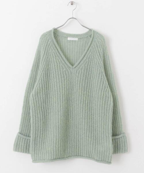 SENSE OF PLACE by URBAN RESEARCH（センスオブプレイスバイアーバンリサーチ）の「モヘアライクVネックルーズセーター（ニット/セーター・レディース・グレー/ミント/イエロー・ONE）」の16枚目の写真