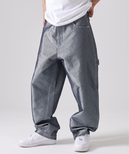 FUBU 刺繍ロゴ　ヒップホップ　ペインターデニムパンツ FUBU（フブ） ジーンズ ブランド ロゴ 筆記体 刺繍 ポケット付き