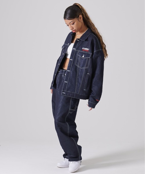 FUBU( フブ)の「FUBU フブ ブランド ロゴ 刺繍 サイズ調整可能 メタリック ラメ デニムパンツ(デニムパンツ・メンズ・ネイビー/シルバー・34/38/32/36)」の9枚目の写真