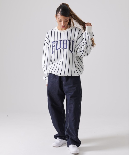 FUBU( フブ)の「FUBU フブ ブランド ロゴ 刺繍 サイズ調整可能 メタリック ラメ デニムパンツ(デニムパンツ・メンズ・ネイビー/シルバー・34/38/32/36)」の10枚目の写真