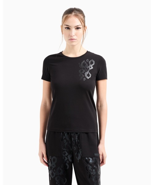 EMPORIO ARMANI EA7（エンポリオアルマーニイーエーセブン）の「【エンポリオ アルマーニ EA7】Graphic Series クルーネックTシャツ ストレッチコットン（Tシャツ/カットソー・レディース・ブラック/ホワイト系・LARGE/MEDIUM/SMALL/X-SMALL）」の6枚目の写真