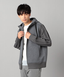 COMME CA MEN | エアリークッションジャージー×ケーブルニットパーカ(パーカー)