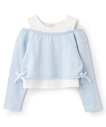 レイヤード風短丈　長袖Tシャツ