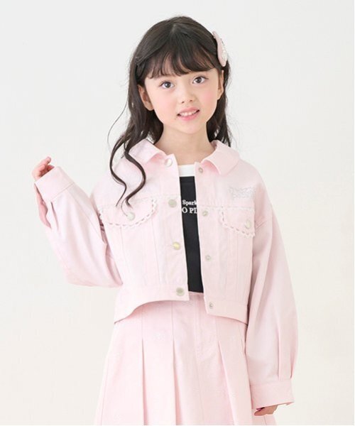 mezzo piano(メゾピアノ)の「レイヤード風短丈 長袖Tシャツ(Tシャツ/カットソー・キッズ・ブラック/サックスブルー・120cm/140cm/130cm)」の12枚目の写真
