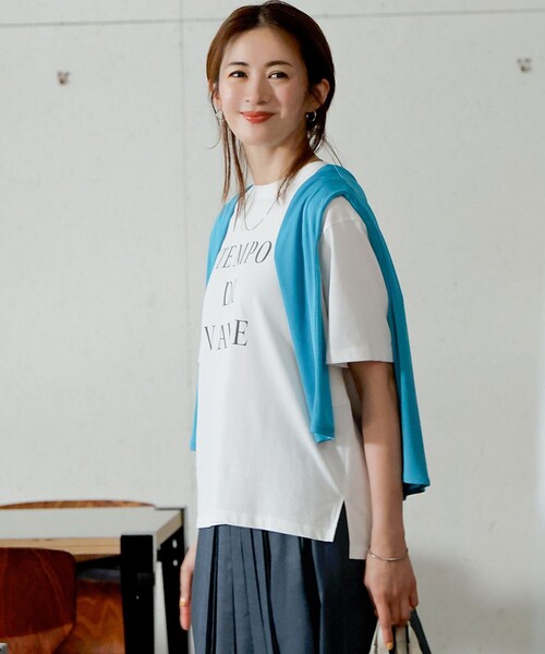 23区 S(ニジュウサンクチイサイサイズ)の「【SLOW/一部店舗限定】MVSコットン ロゴTシャツ(Tシャツ/カットソー・レディース・グレー系/ホワイト系/サックスブルー系・32)」の1枚目の写真