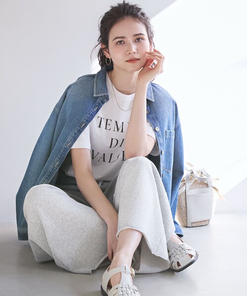 23区 S(ニジュウサンクチイサイサイズ)の「【SLOW/一部店舗限定】MVSコットン ロゴTシャツ(Tシャツ/カットソー・レディース・グレー系/ホワイト系/サックスブルー系・32)」の7枚目の写真