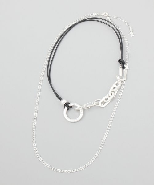 JEANASIS（ジーナシス）の「レザーMIXチェーンネックレス/284412