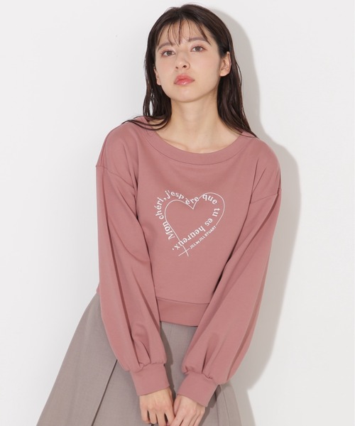セール】メッセージハートオフショル裏毛プルオーバー（Tシャツ