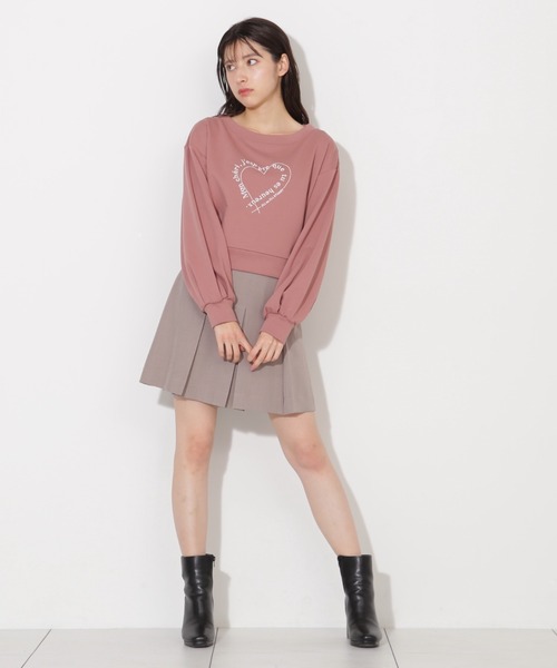 セール】メッセージハートオフショル裏毛プルオーバー（Tシャツ