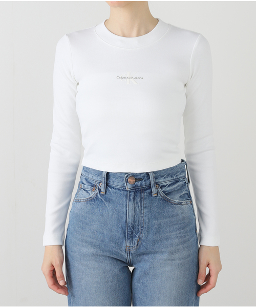 JOINT WORKS（ジョイントワークス）の「Calvin Klein Jeans / カルバン クライン ジーンズ A- LS MONOGRAM BABY TEE（Tシャツ/カットソー・レディース・ブラック/ホワイト・X-SMALL）」の3枚目の写真