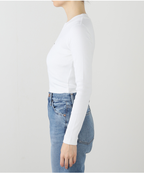 JOINT WORKS（ジョイントワークス）の「Calvin Klein Jeans / カルバン クライン ジーンズ A- LS MONOGRAM BABY TEE（Tシャツ/カットソー・レディース・ブラック/ホワイト・X-SMALL）」の4枚目の写真