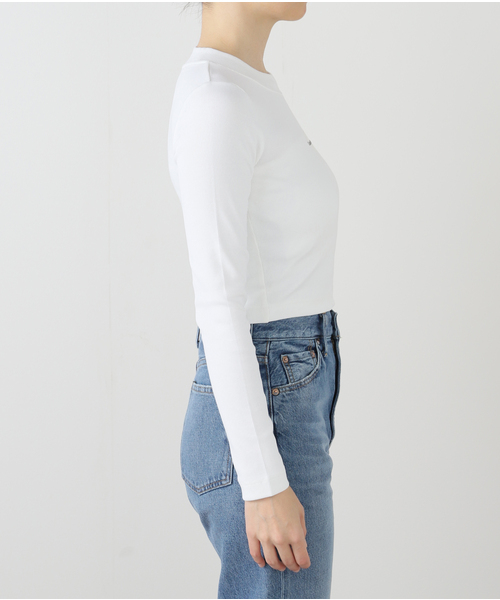 JOINT WORKS（ジョイントワークス）の「Calvin Klein Jeans / カルバン クライン ジーンズ A- LS MONOGRAM BABY TEE（Tシャツ/カットソー・レディース・ブラック/ホワイト・X-SMALL）」の6枚目の写真