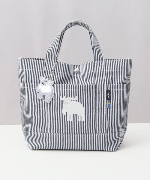 moz（モズ）の「キャンバス ミニ ハンドトートバッグ エルク リフレクトチャーム付き（トートバッグ・レディース・ホワイト/ピンク/グリーン/イエロー/ストライプ/ブラック/グレー/ブルー/ベージュ/インディゴブルー・FREE）」の10枚目の写真