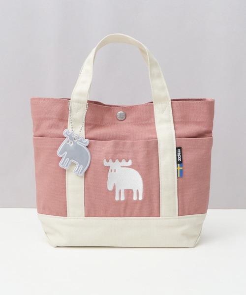 moz（モズ）の「キャンバス ミニ ハンドトートバッグ エルク リフレクトチャーム付き（トートバッグ・レディース・ホワイト/ピンク/グリーン/イエロー/ストライプ/ブラック/グレー/ブルー/ベージュ/インディゴブルー・FREE）」の9枚目の写真