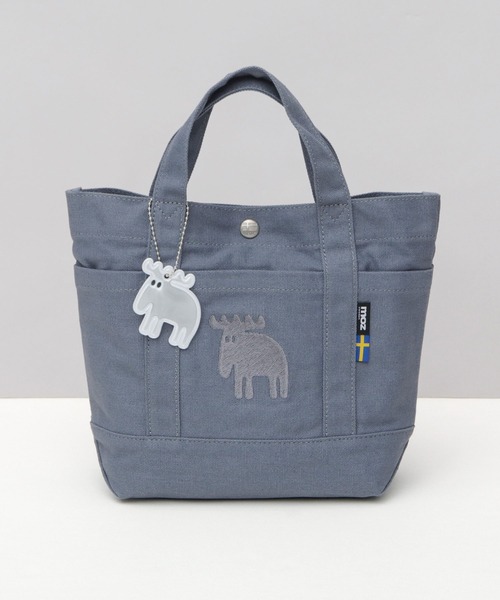moz（モズ）の「キャンバス ミニ ハンドトートバッグ エルク リフレクトチャーム付き（トートバッグ・レディース・ホワイト/ピンク/グリーン/イエロー/ストライプ/ブラック/グレー/ブルー/ベージュ/インディゴブルー・FREE）」の6枚目の写真