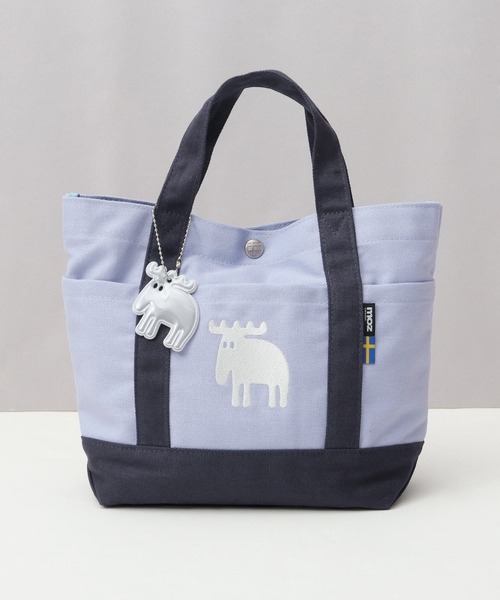 moz（モズ）の「キャンバス ミニ ハンドトートバッグ エルク リフレクトチャーム付き（トートバッグ・レディース・ホワイト/ピンク/グリーン/イエロー/ストライプ/ブラック/グレー/ブルー/ベージュ/インディゴブルー・FREE）」の7枚目の写真