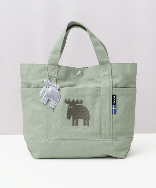 moz（モズ）の「キャンバス ミニ ハンドトートバッグ エルク リフレクトチャーム付き（トートバッグ・レディース・ホワイト/ピンク/グリーン/イエロー/ストライプ/ブラック/グレー/ブルー/ベージュ/インディゴブルー・FREE）」の5枚目の写真