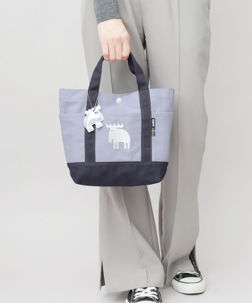moz（モズ）の「キャンバス ミニ ハンドトートバッグ エルク リフレクトチャーム付き（トートバッグ・レディース・ホワイト/ピンク/グリーン/イエロー/ストライプ/ブラック/グレー/ブルー/ベージュ/インディゴブルー・FREE）」の15枚目の写真