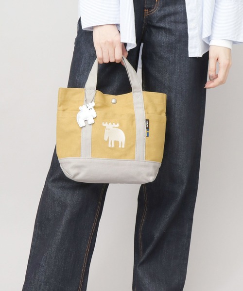 moz（モズ）の「キャンバス ミニ ハンドトートバッグ エルク リフレクトチャーム付き（トートバッグ・レディース・ホワイト/ピンク/グリーン/イエロー/ストライプ/ブラック/グレー/ブルー/ベージュ/インディゴブルー・FREE）」の16枚目の写真