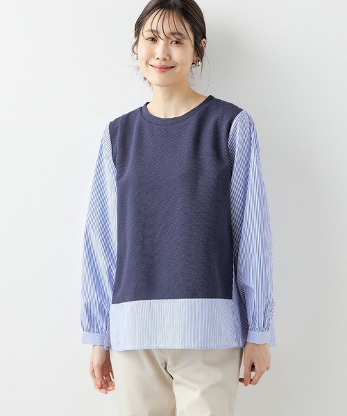 DECOY SINCE 1981(デコイシンスイチキュウハチイチ)の「ストライプドッキングプルオーバー(Tシャツ/カットソー・レディース・グレー/サックスブルー/ネイビー・L/M/LL)」の3枚目の写真