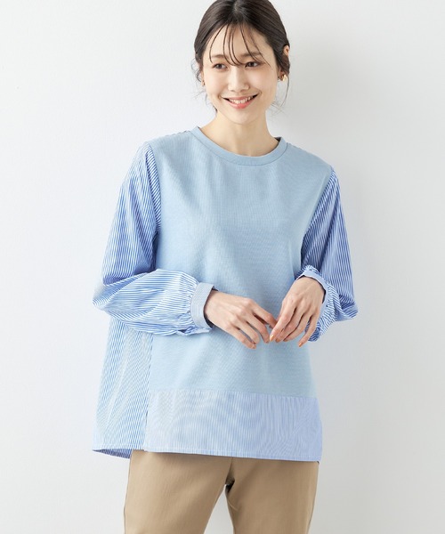 DECOY SINCE 1981(デコイシンスイチキュウハチイチ)の「ストライプドッキングプルオーバー(Tシャツ/カットソー・レディース・グレー/サックスブルー/ネイビー・L/M/LL)」の1枚目の写真