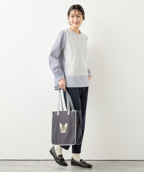 DECOY SINCE 1981(デコイシンスイチキュウハチイチ)の「ストライプドッキングプルオーバー(Tシャツ/カットソー・レディース・グレー/サックスブルー/ネイビー・L/M/LL)」の12枚目の写真