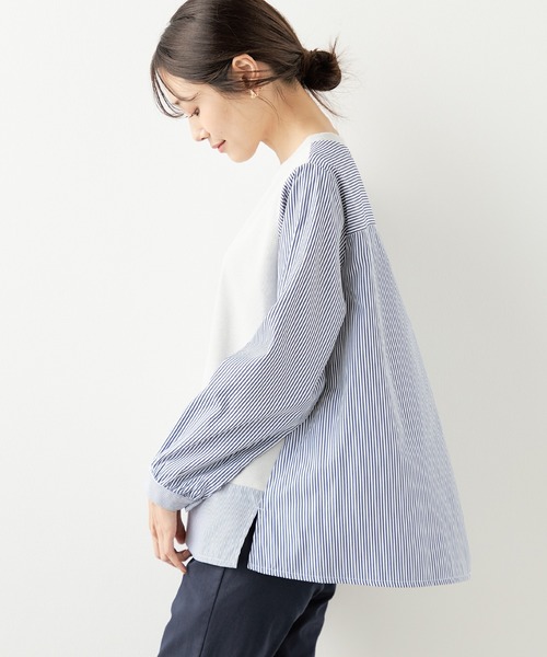 DECOY SINCE 1981(デコイシンスイチキュウハチイチ)の「ストライプドッキングプルオーバー(Tシャツ/カットソー・レディース・グレー/サックスブルー/ネイビー・L/M/LL)」の13枚目の写真