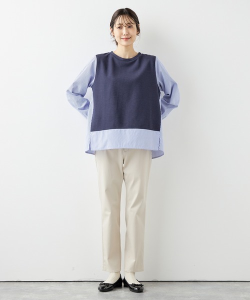 DECOY SINCE 1981(デコイシンスイチキュウハチイチ)の「ストライプドッキングプルオーバー(Tシャツ/カットソー・レディース・グレー/サックスブルー/ネイビー・L/M/LL)」の19枚目の写真